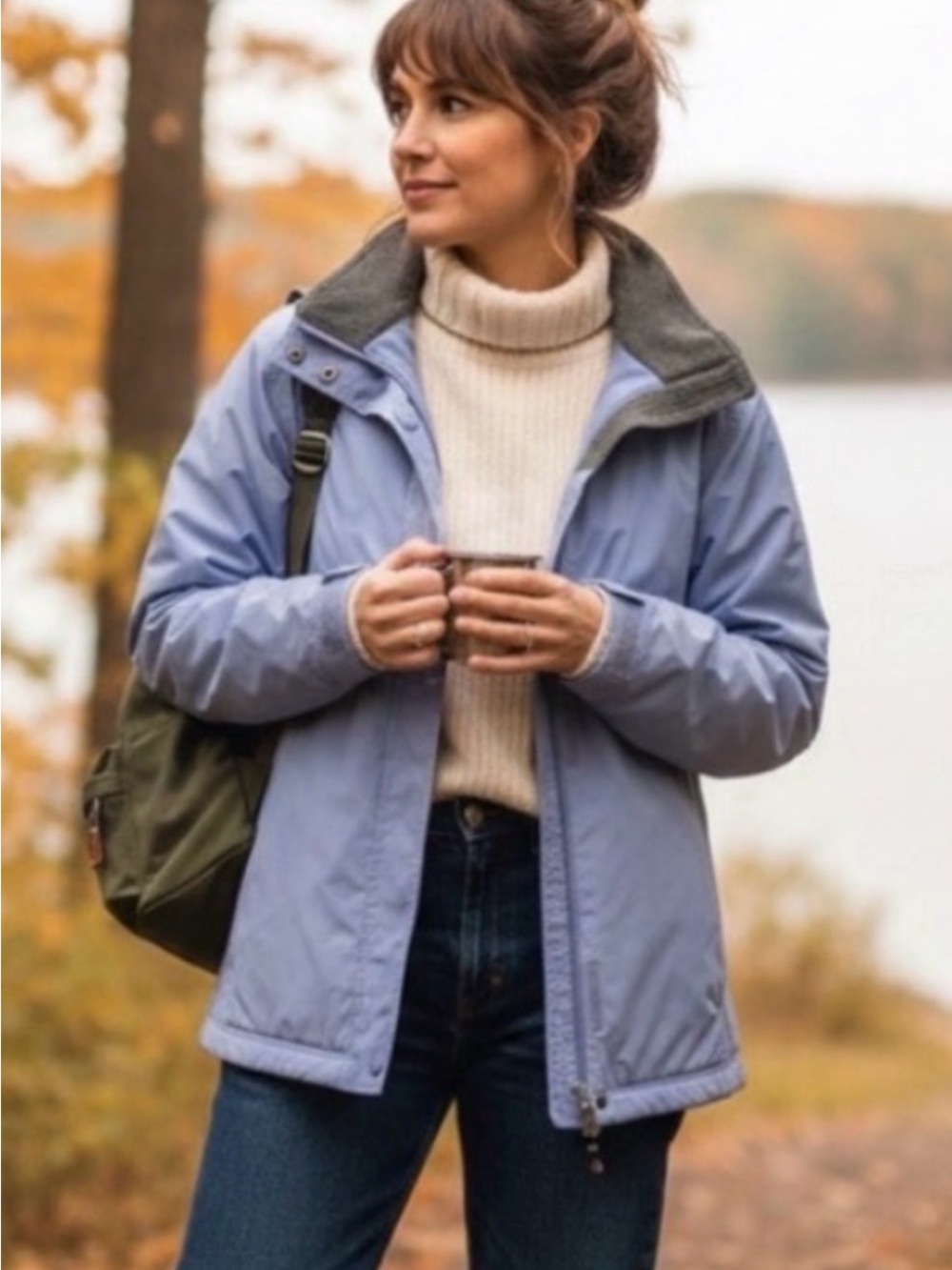 L.L. Bean Periwinkle Blue Fleece-Lined Full-Zip Jacket M Gorpcore Preppy Outdoor